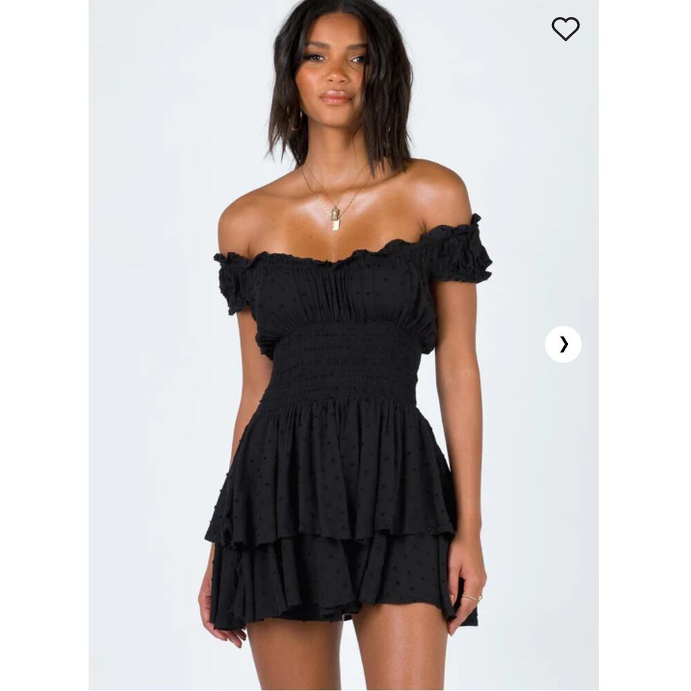 Princess Polly sz 8 black ruffle cottage boho romper NWOT - Picture 2 of 11